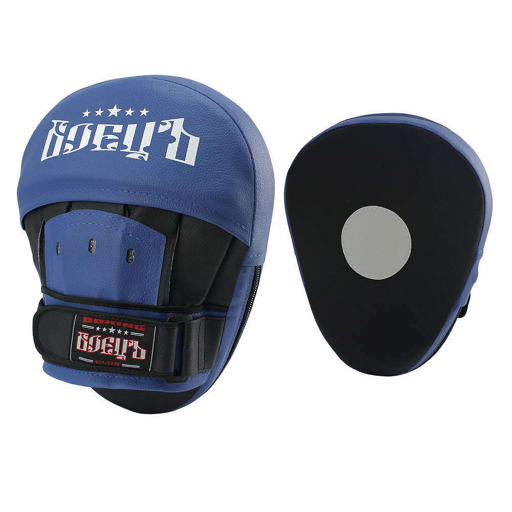 Лапы боксерские гнутые "Боецъ" 110 (черно-синие)