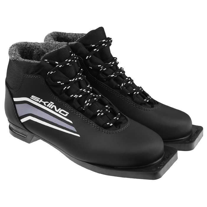 Ботинки лыжные TREK Skiing НК NN75 цв черный лого серый 