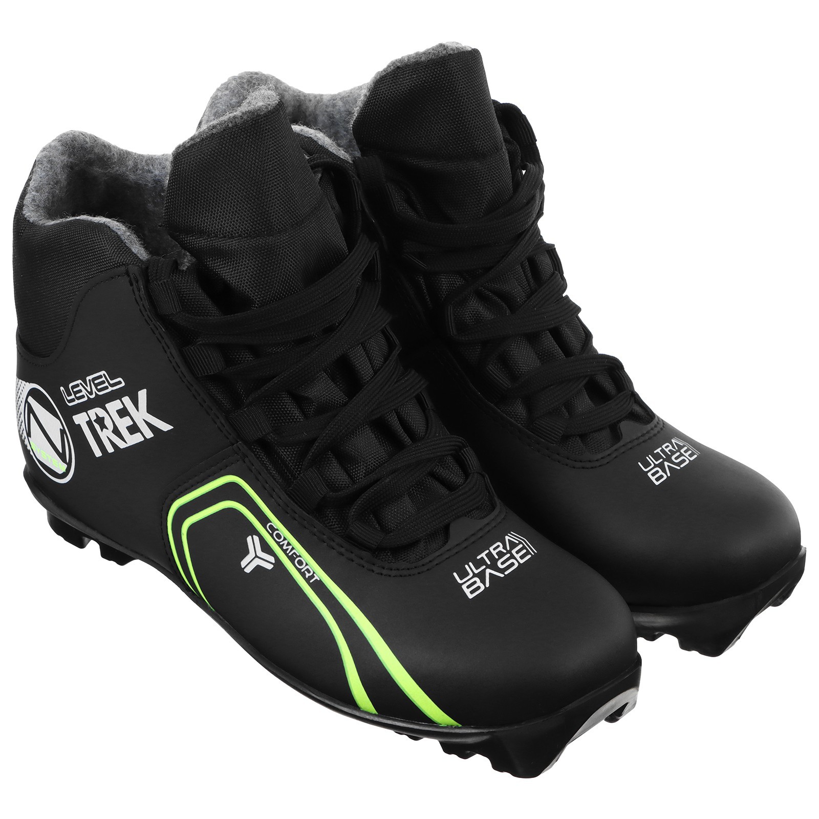Ботинки лыжные TREK Level 1 NNN черный лого лайм неон 