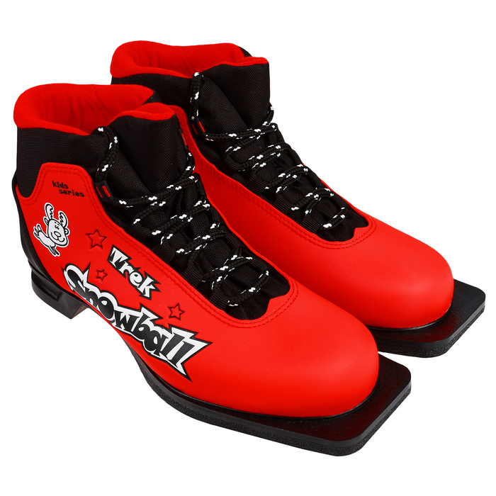 Ботинки лыжные TREK Snowball NN75 ИК  цвет красный, лого чёрный