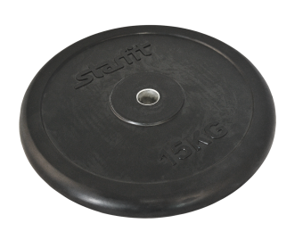 Диск обрезиненный STARFIT BB-202 15кг, d=26мм, стальная втулка, черный