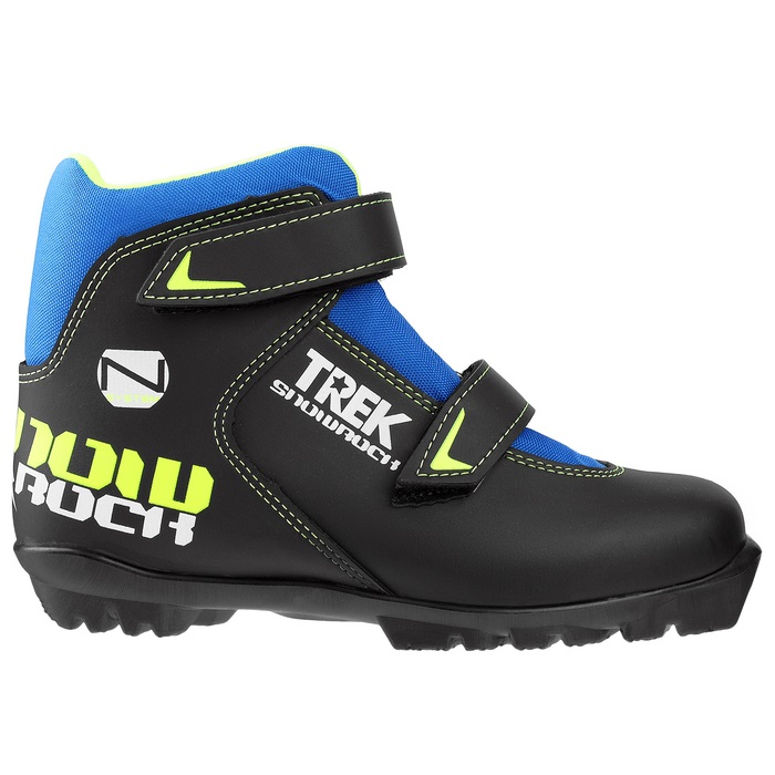 Ботинки лыжные TREK Snowrock NNN (черный лого лайм неон) 