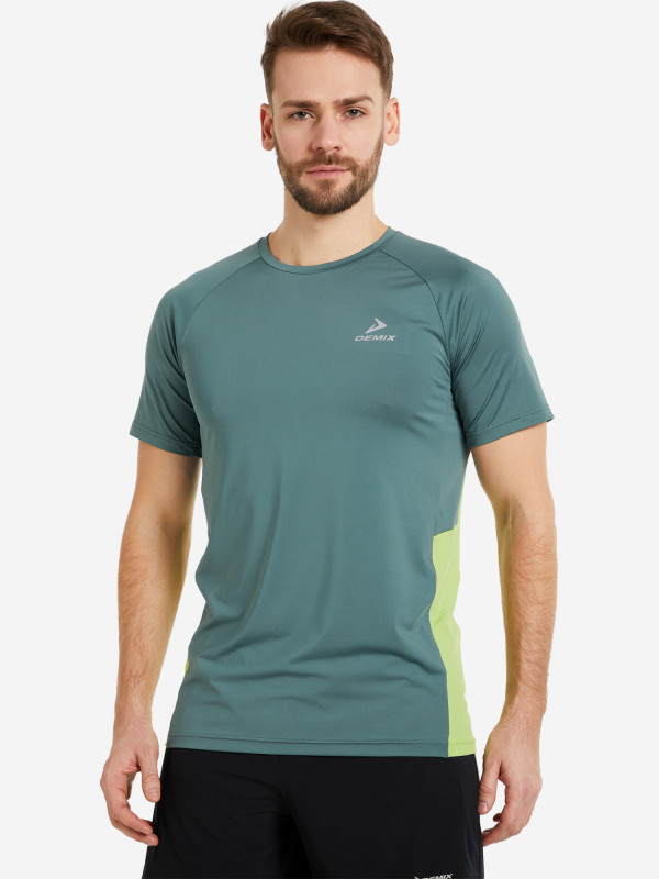 122850-UU Футболка для бега мужская Men's running T-shirt, цв. зеленый