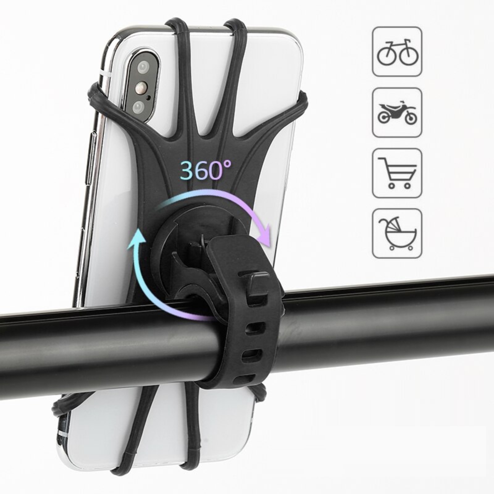Велосипедный держатель для телефона LuazON, поворотный, силиконовый, до 6.5", черный 5132213
