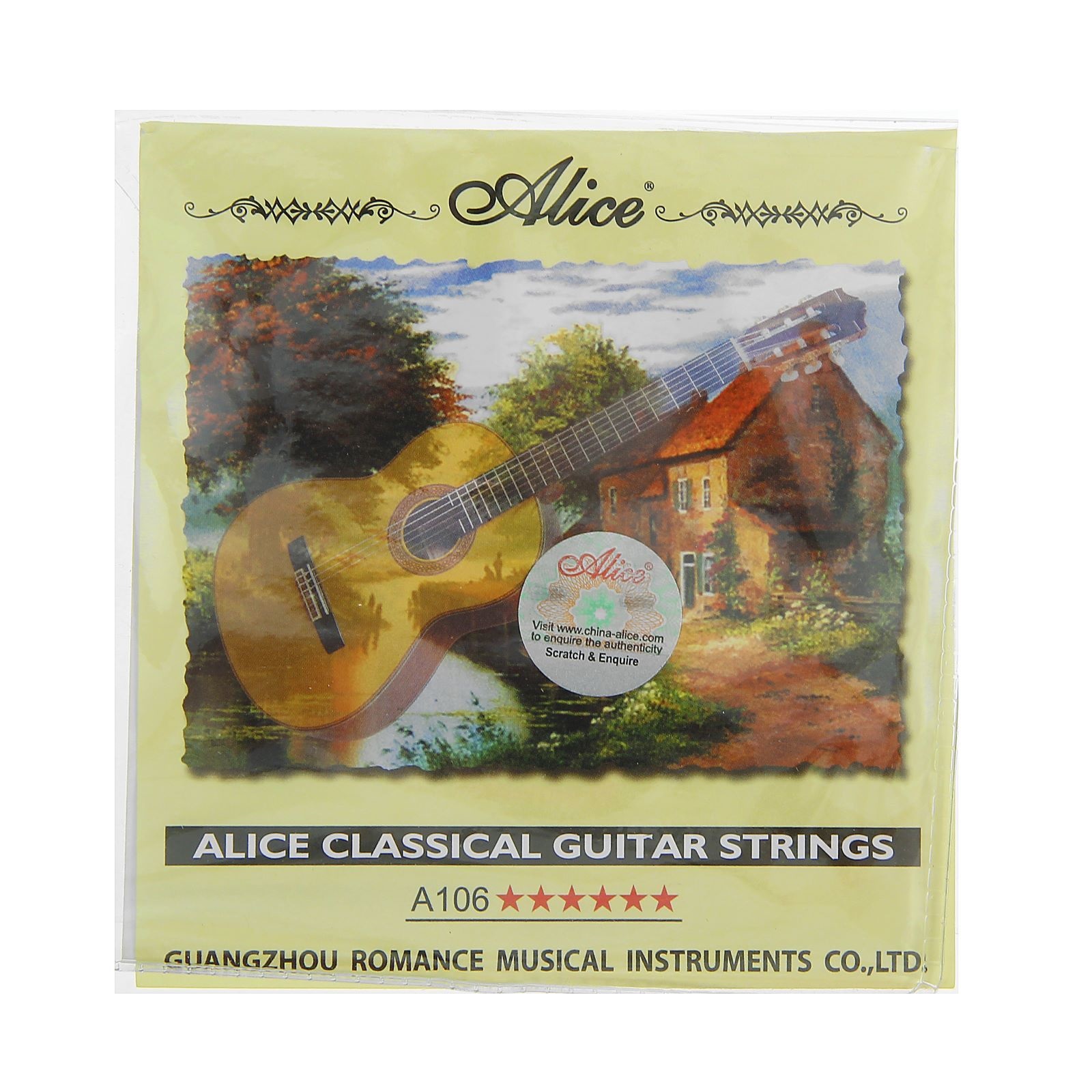 Струны "Alice" для классической гитары чистый нейлон-посеребренная медь А-106