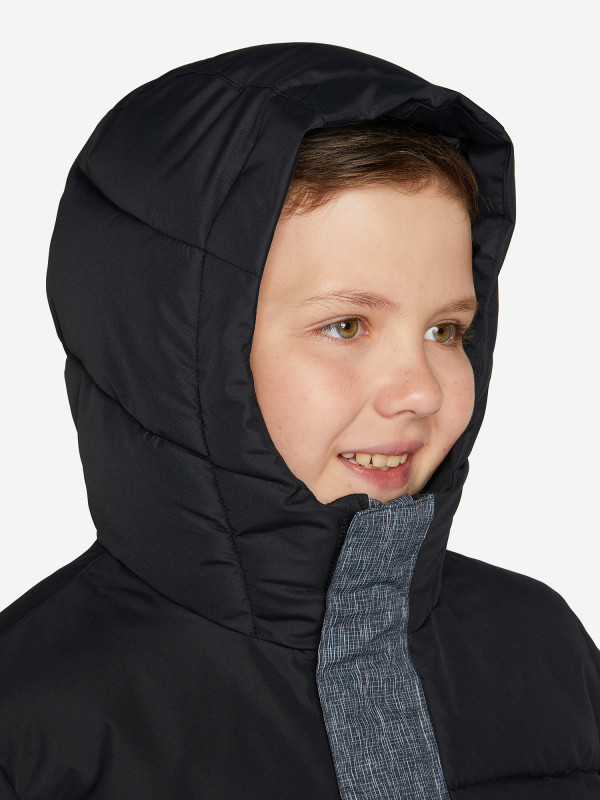 123663-BA Куртка утепленная для мальчиков, цв. черный/серый