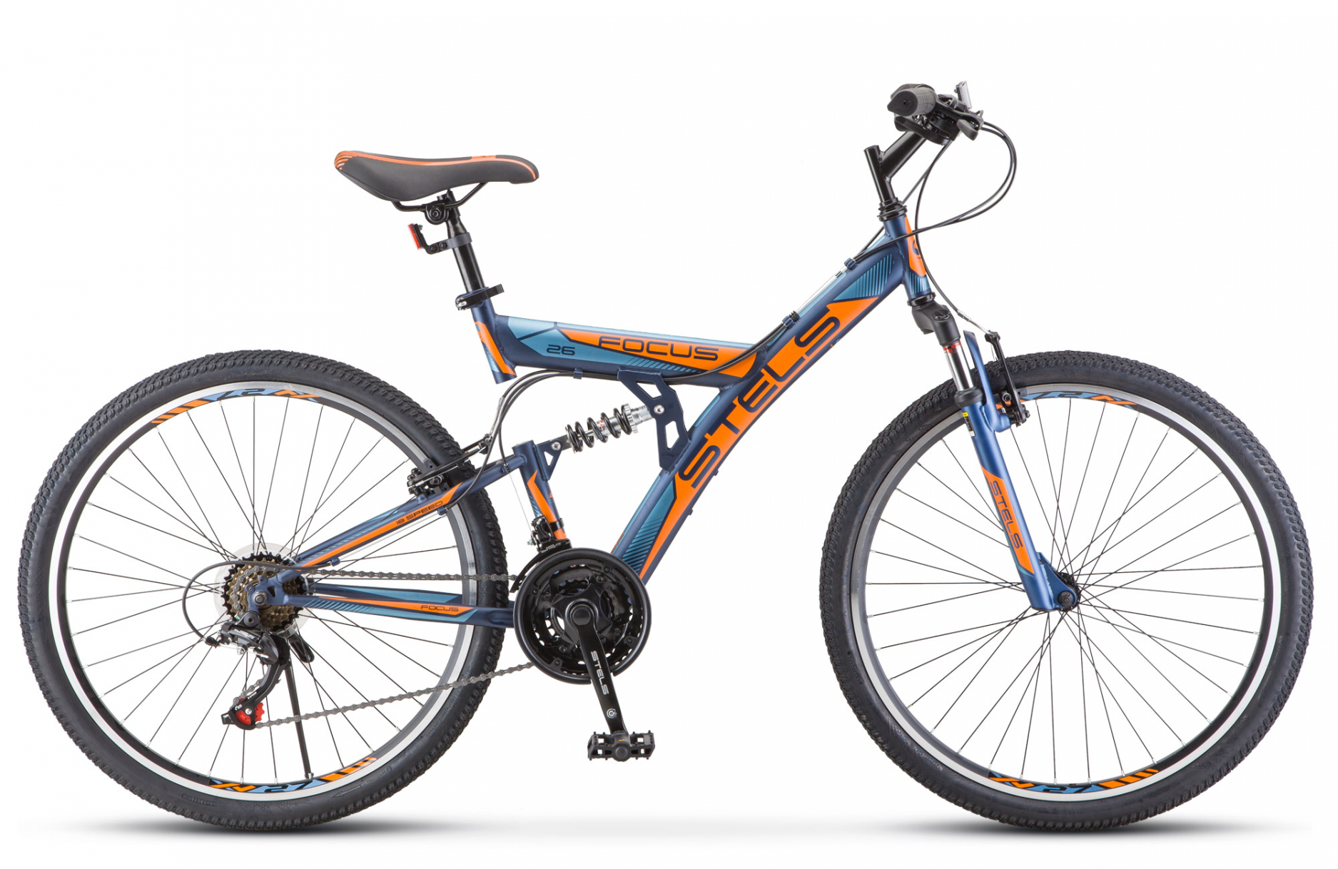 Велосипед 26" STELS Focus V (18" Темно-синий/оранжевый) V030