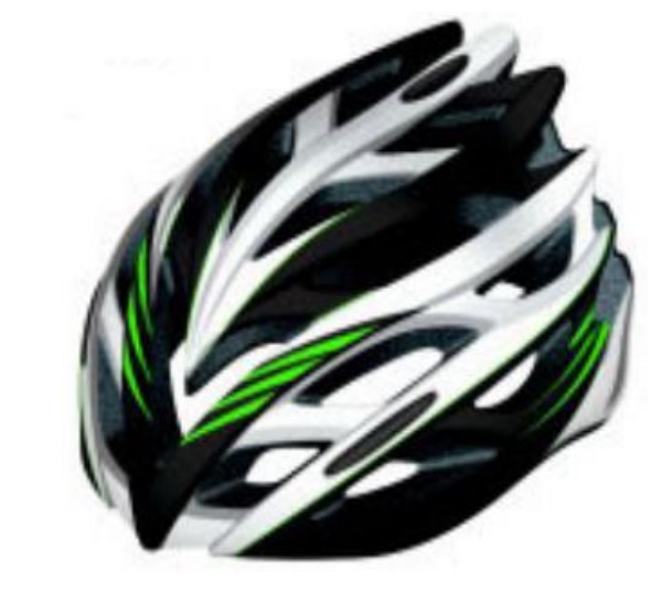 Шлем защитный FSD-HL008 (in-mold) зелёно-чёрно-белый