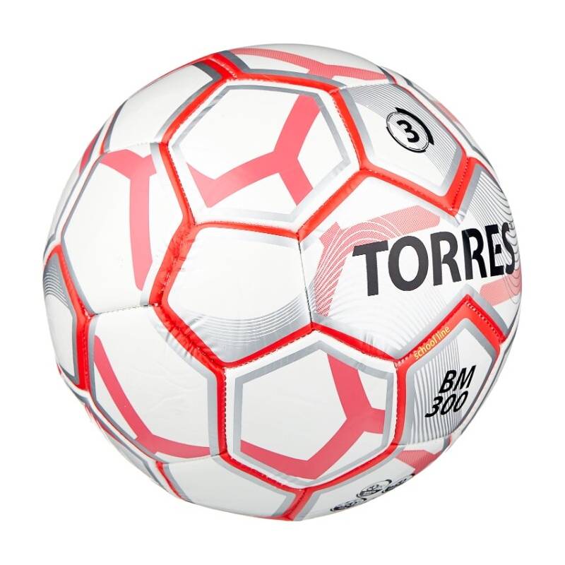 Мяч футбольный TORRES BM 300, цв. белый/серебряный/красный