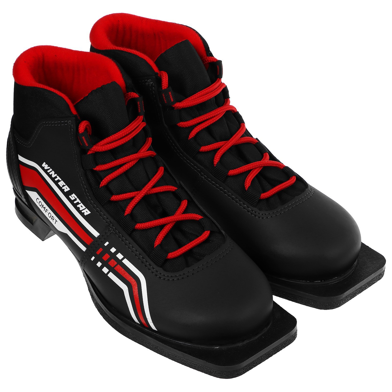 Ботинки лыжные Winter Star comfort, NN75, цвет чёрный/красный, лого белый