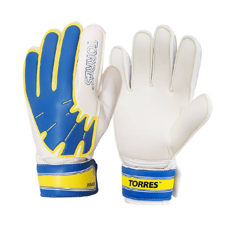 Перчатки вратарские Torres Jr цв.белый-голубой-желтый