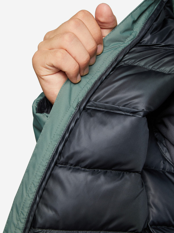 122887-BU Куртка пуховая мужская, цвет черный/зеленый