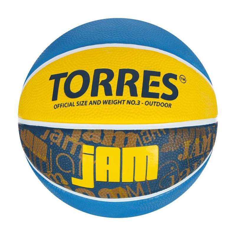 Мяч баскетбольный "TORRES Jam" арт.B02043, р.3, син-желт-голубой 5864175