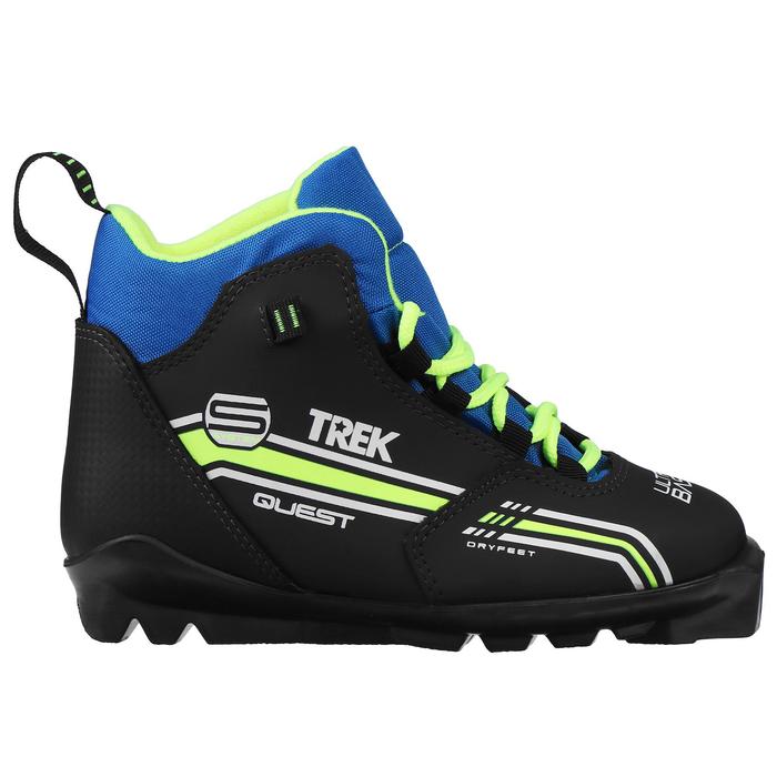 Ботинки лыжные TREK Quest1 SNS, цвет чёрный, лого лайм неон