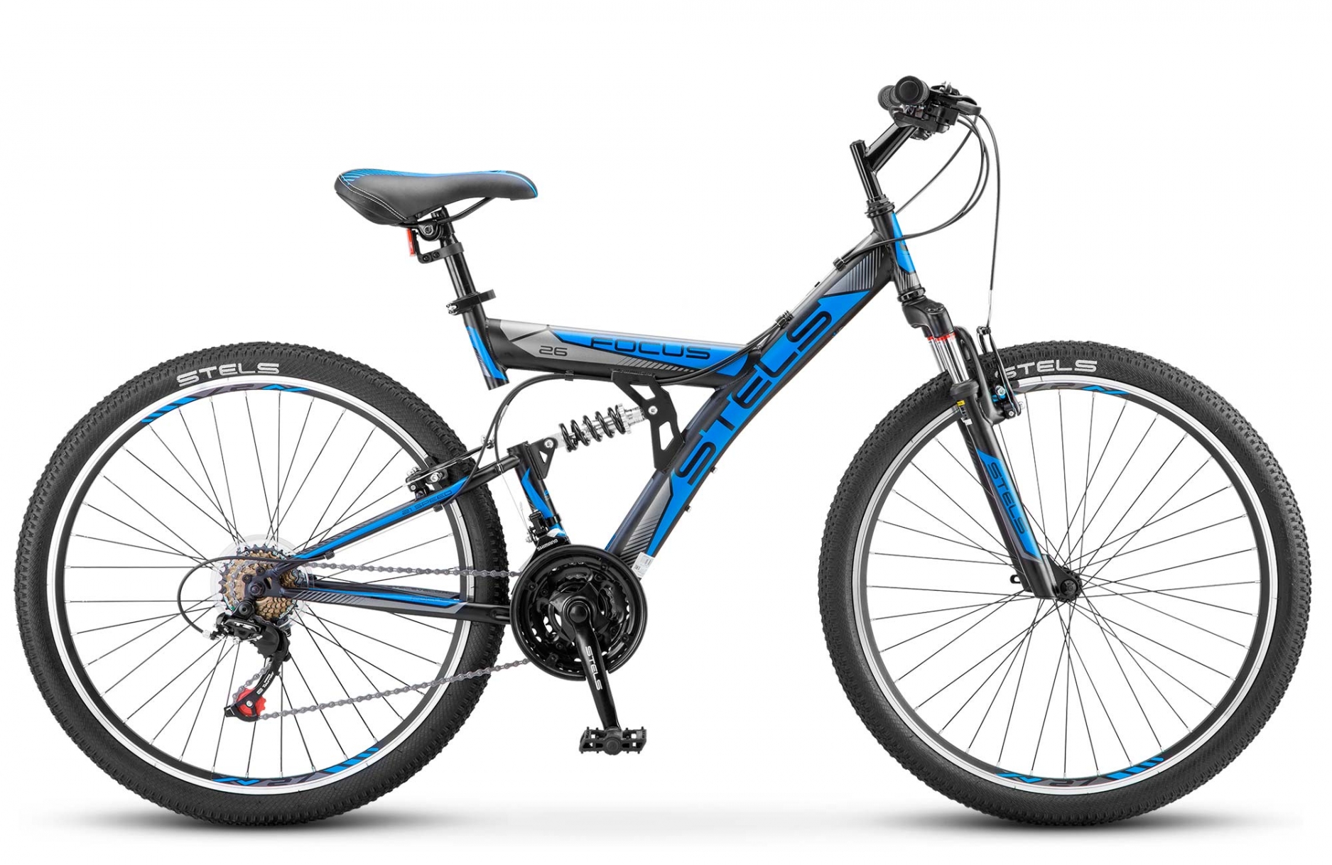 Велосипед 26" STELS Focus V 18-sp (18" Темно-синий/синий) V030 