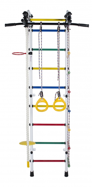 ДСК Лира, цвет белый радуга: турник, кольца, канат, тарзанка, верев. лестница