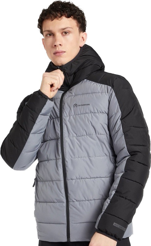 114081-AB Куртка утепленная с искусственным пухом мужская, цв.серый/черный