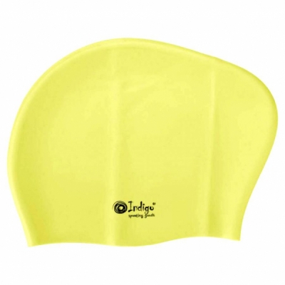 Шапочка для плавания силикон Indigo SC800 для длинных волос цв. желтый