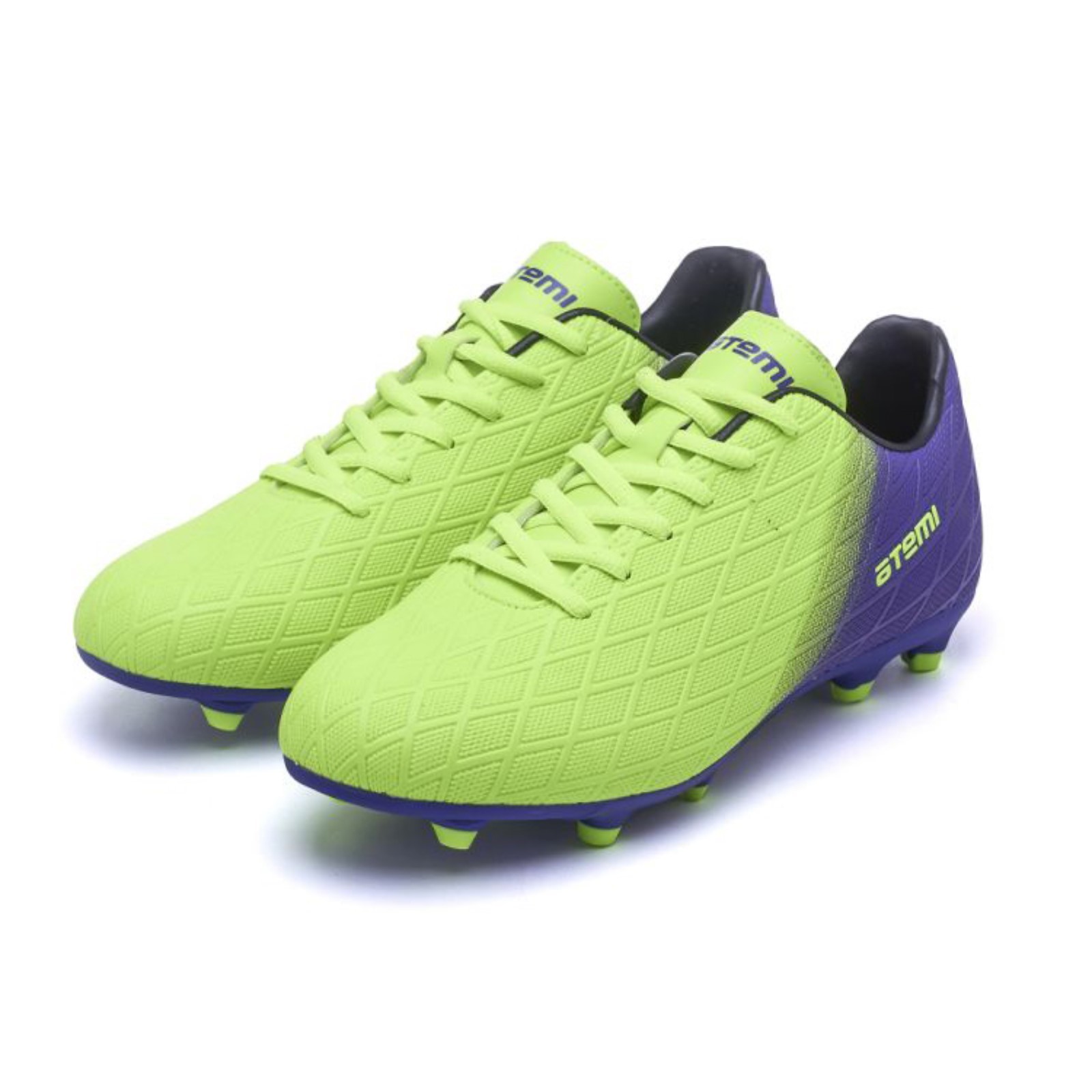 Бутсы футбольные ATEMI, SBA-005 MSR, цвет ярко-салатовый/ фиолетовый