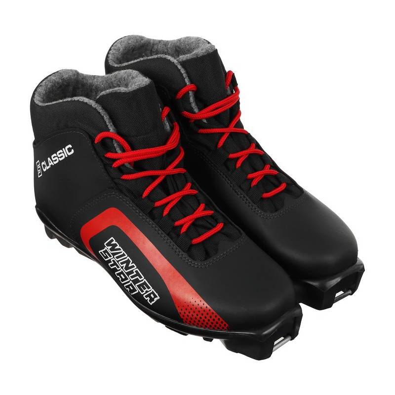 Ботинки лыжные Winter Star classic,SNS, цвет чёрный/красный, лого белый