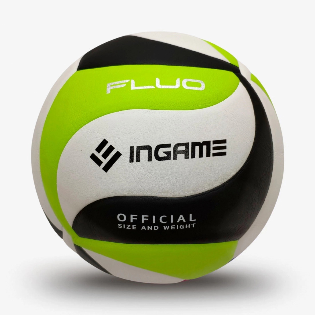 Мяч волейбольный INGAME FLUO цв.черный белый зеленый