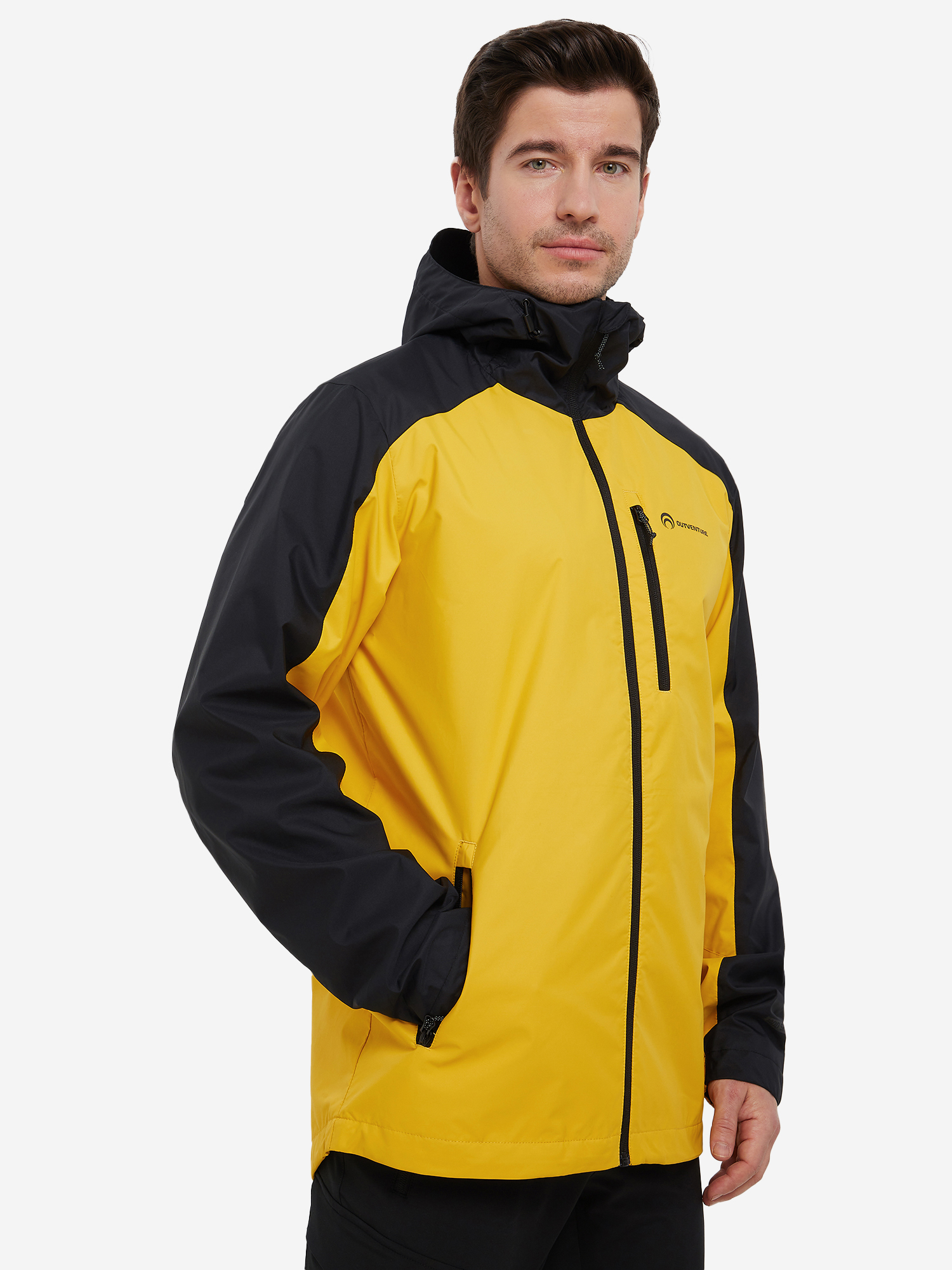 126333-OB Куртка ветрозащитная мужска, цвет желтый/черный