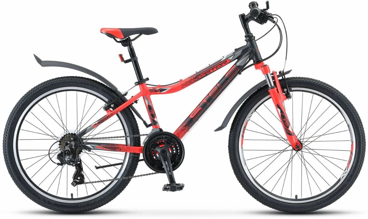 Велосипед STELS 24” Navigator-450 MD (13" Черный неоновый/Красный) 