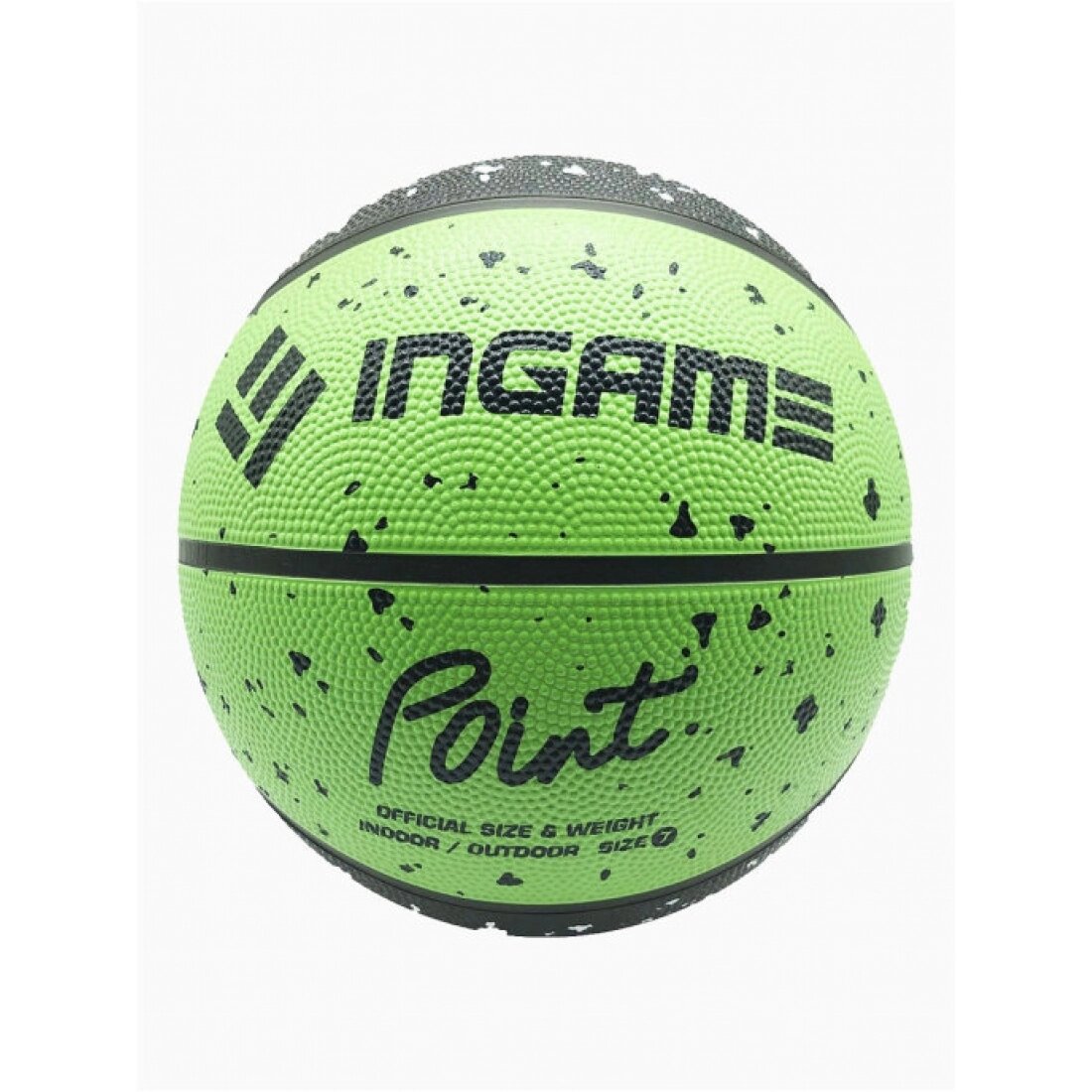 Мяч баскетбольный INGAME POINT цв.черный зеленый р.7