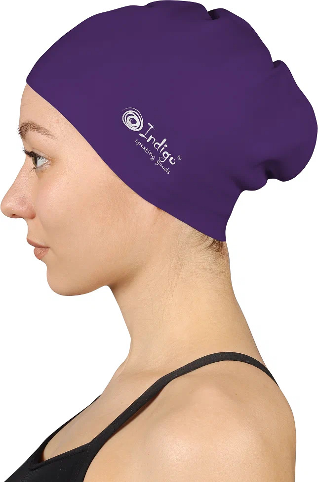 Шапочка для плавания силикон Indigo SC800 для длинных волос цв. фиолетовый 