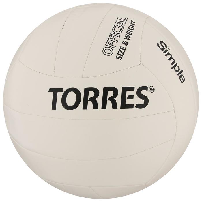 Мяч вол. "TORRES Simple" арт.V32105, р.5, синт.кожа (ТПУ), маш. сшивка, бут. камера, бело-че 6883874